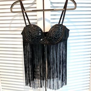 NWOT 👄 Rare, sequin & fringe bra top!